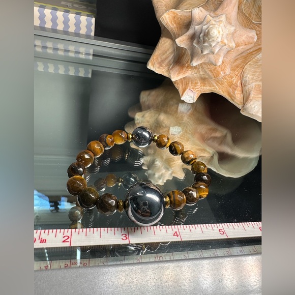 TERAHERTZ + TIGERS NATURAL STONES  BRACELET size 7” - Picture 6 of 11